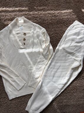 Tommy John Cream Knit Button-Neck Jumpsuit & Romper Set
